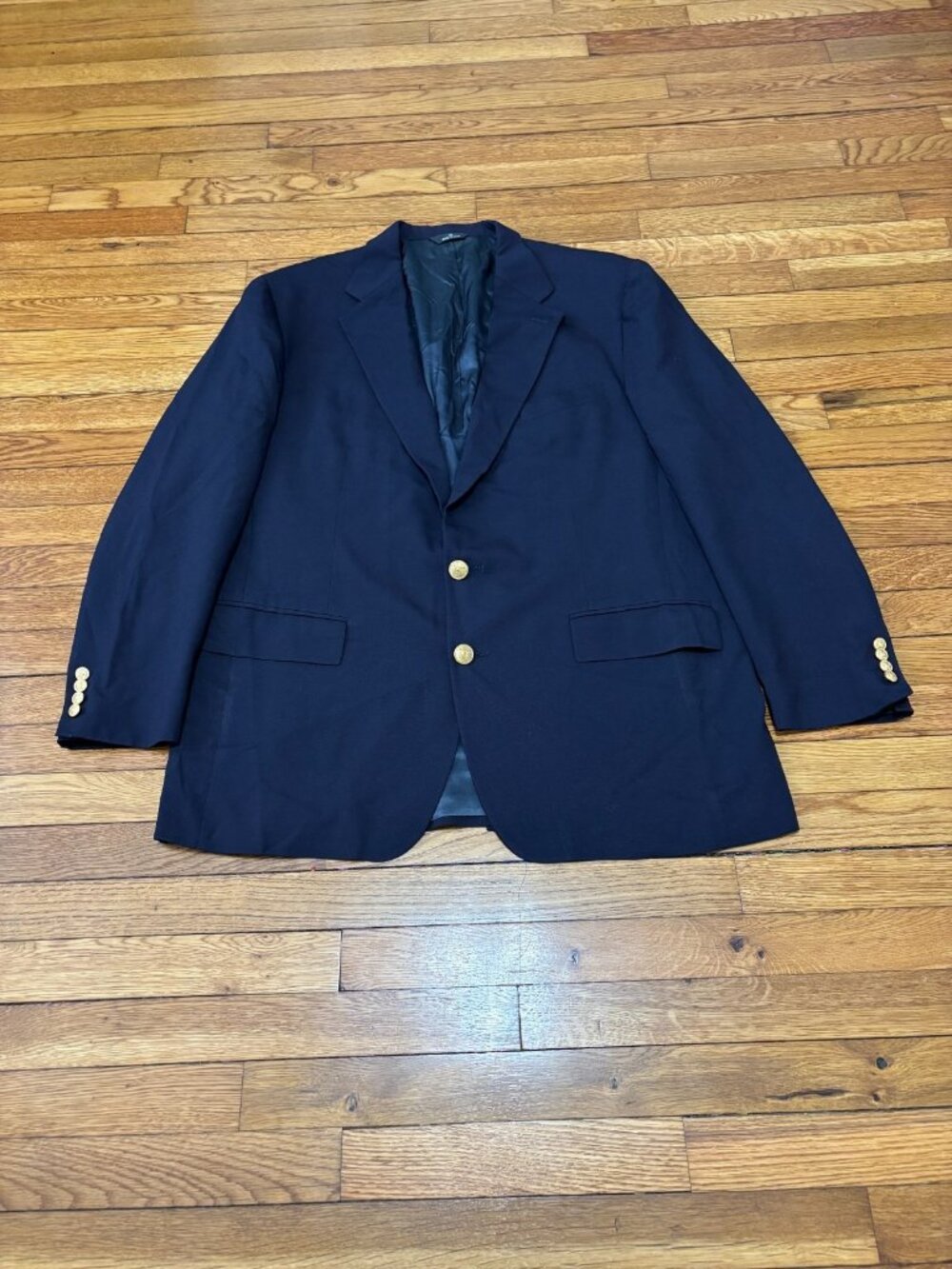 Vintage Polo University Club Ralph Lauren Men 46L Navy Blue Gold Wool Blazer USA